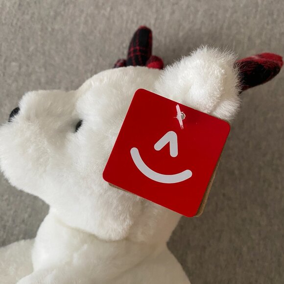 Aurora Red White Black Plaid Hooves Antlers White Holiday Reindeer 10" 2020 - Picture 7 of 12